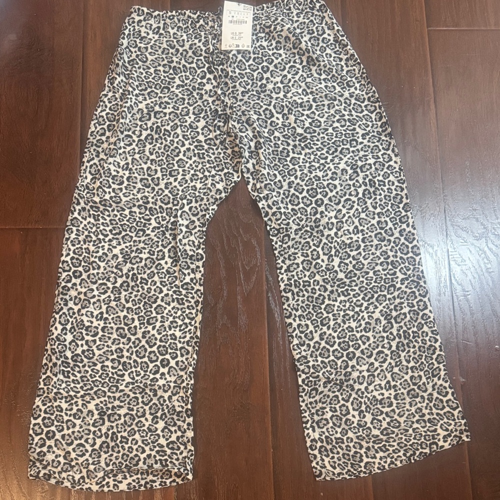 Zara Black and White Animal Print Trousers